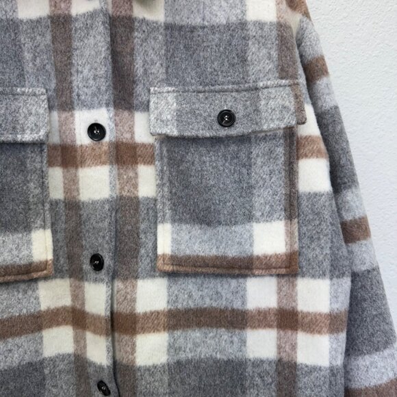Fore Plaid Wool Blend Button Up Thick Flannel Shacket Womens size Small - Picture 3 of 10
